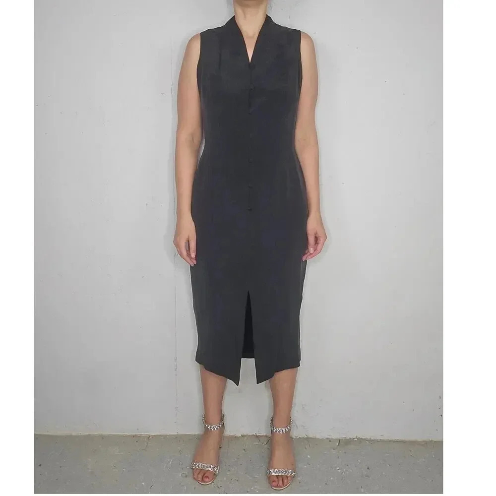 Vintage Patrick Petite Silk Buttoned Shirt Dress sz 12